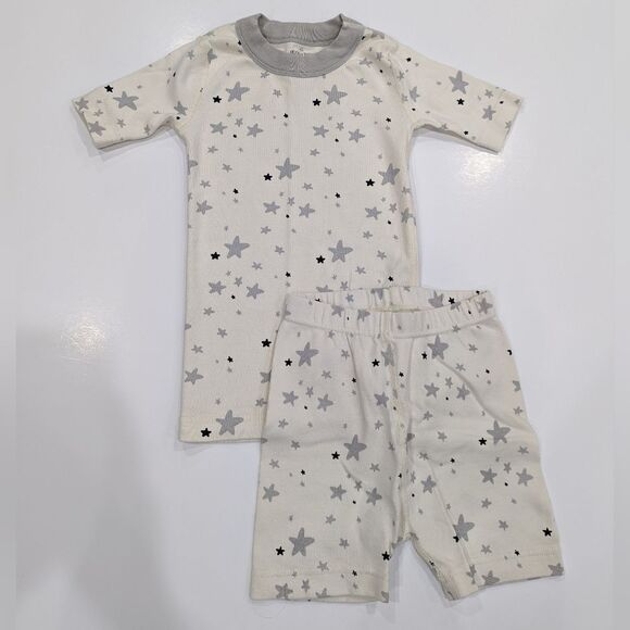 Hanna Andersson White Gray Short John Pajamas Moon Back Boy Girl Size 120 6 7 - Picture 8 of 8